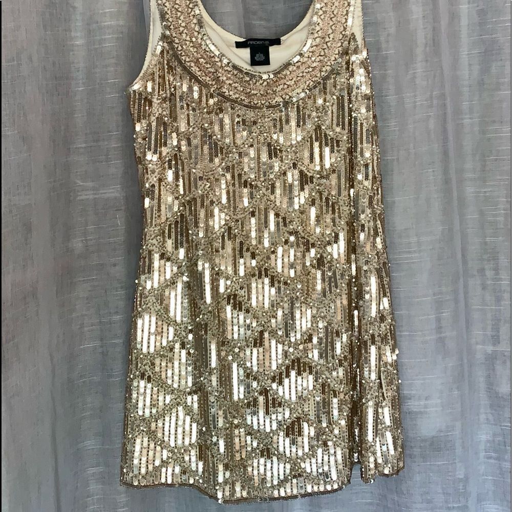 Arden B Gold Sequined Mini Dress - Picture 3 of 7